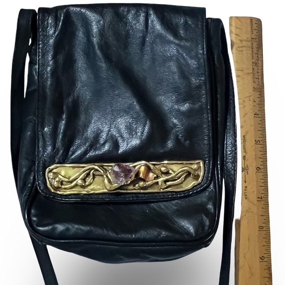 Vintage Raw Amethyst Crystal Copa Collection Black Leather Purse - Picture 9 of 9